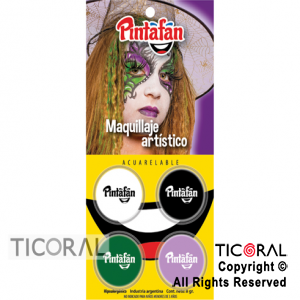 MAQUILLAJE ARTISTICO PINTAFAN HALLOWEEN 1 LILA VERDE BLANCO NEGRO SET X 4 8GR 05-08 3 BLISTERS